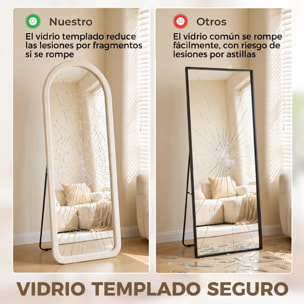 Espejo de Cuerpo Entero, 160x60 cm, Espejo de Pie, Marco Arqueado Aterciopelado, Independiente, Apoyado y de Pared, para Dormitorio, Salón, Vestidor