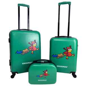 Juego de maletas rígidas con ruedas kukuxumusu 3 piezas color verde