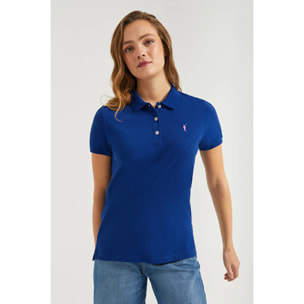 Polo de manga corta piqué azul royal con logo Rigby Go