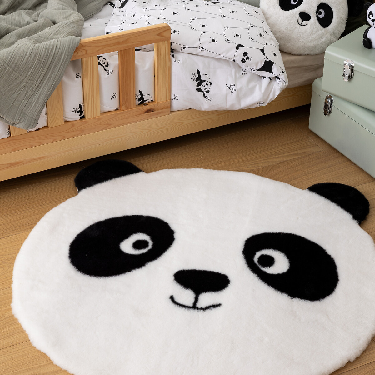 Tapis enfant panda "Andy" noir & blanc D100cm