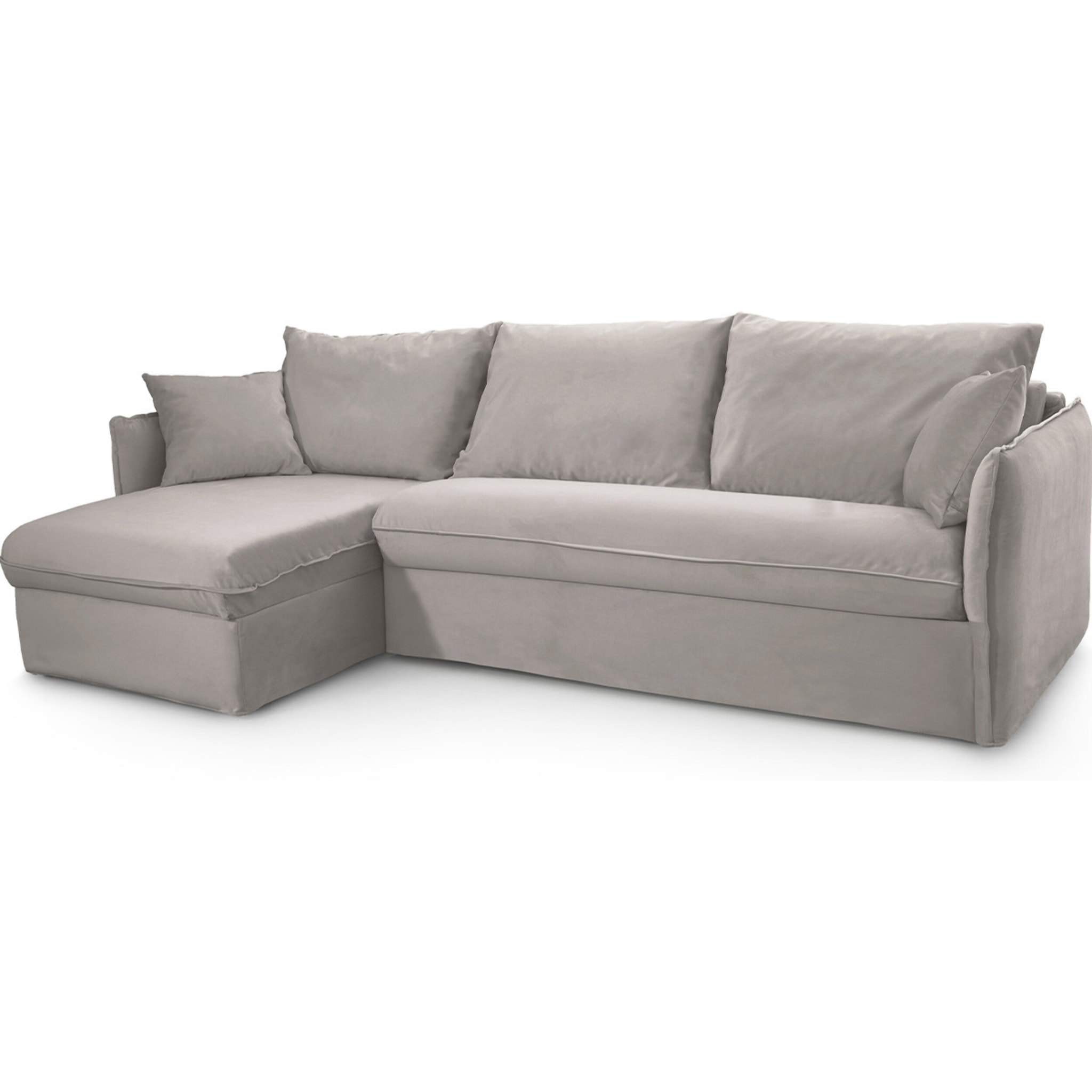 Canapé d'angle convertible express déhoussable 5 places en velours - GINA