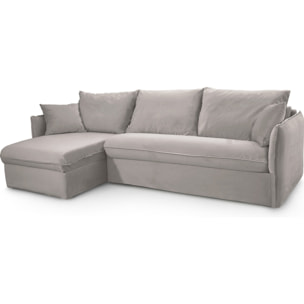 Canapé d'angle convertible express déhoussable 5 places en velours - GINA