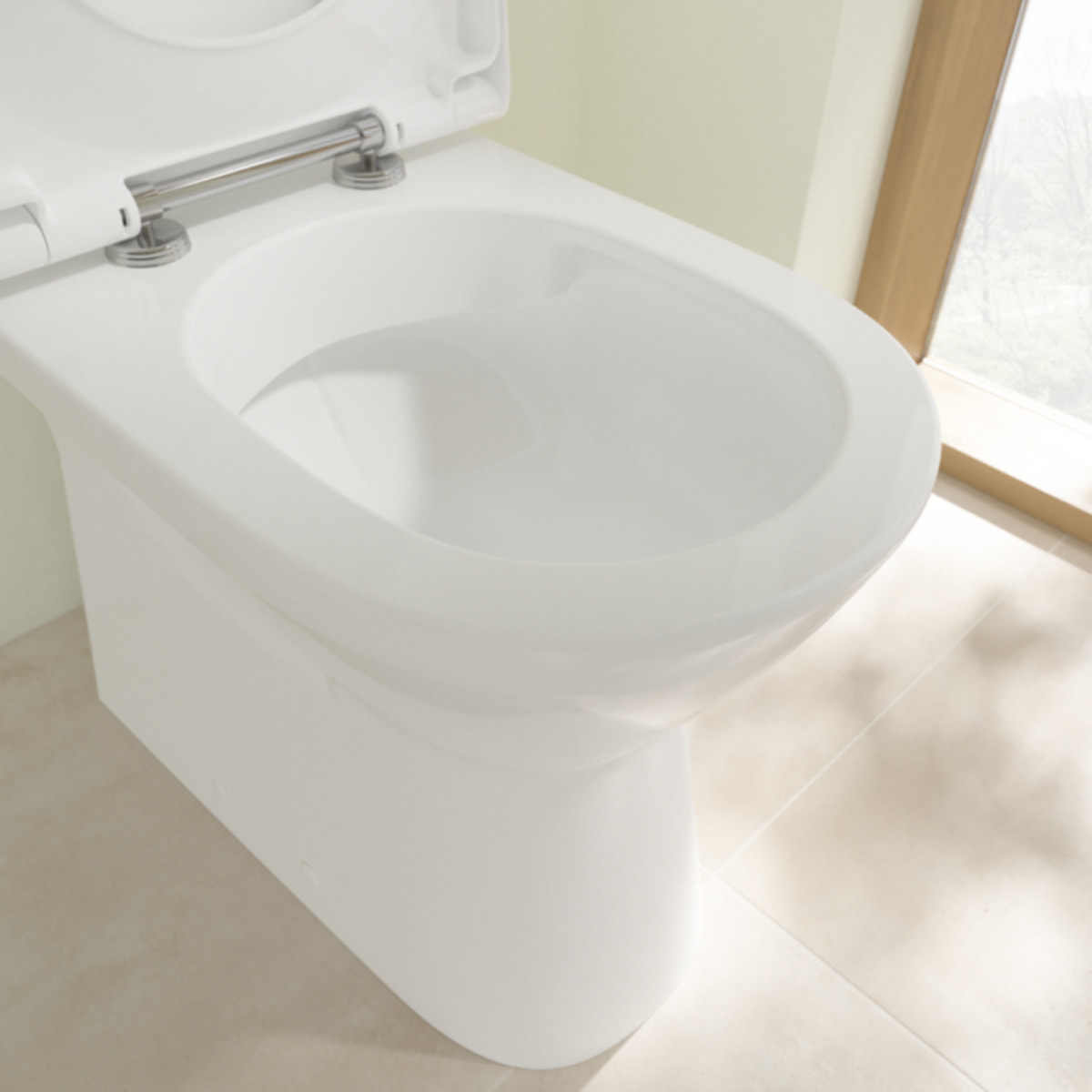 WC à poser sans bride surélevé sortie horizontale VILLEROY & BOCH O.novo avec abattant frein de chute