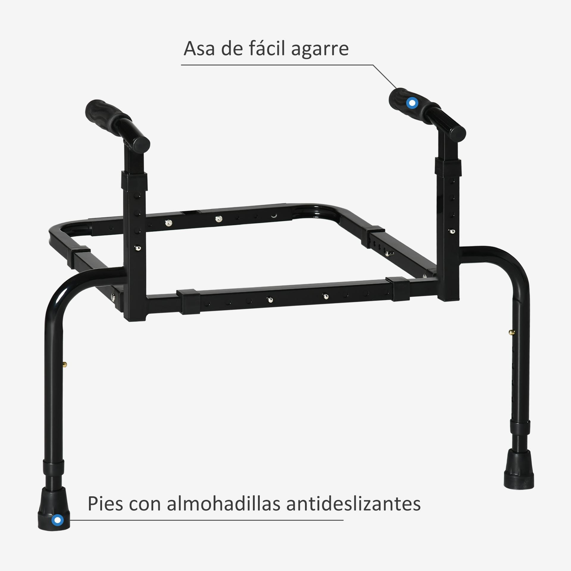 Barandilla Asidero de Sofá para Levantarse con Altura y Ancho Ajustable Riel de Ayuda para Sofá de Cojín Desmontable para Mayores Carga 136 kg 72,5-90,5x51-59x57-77 cm Negro