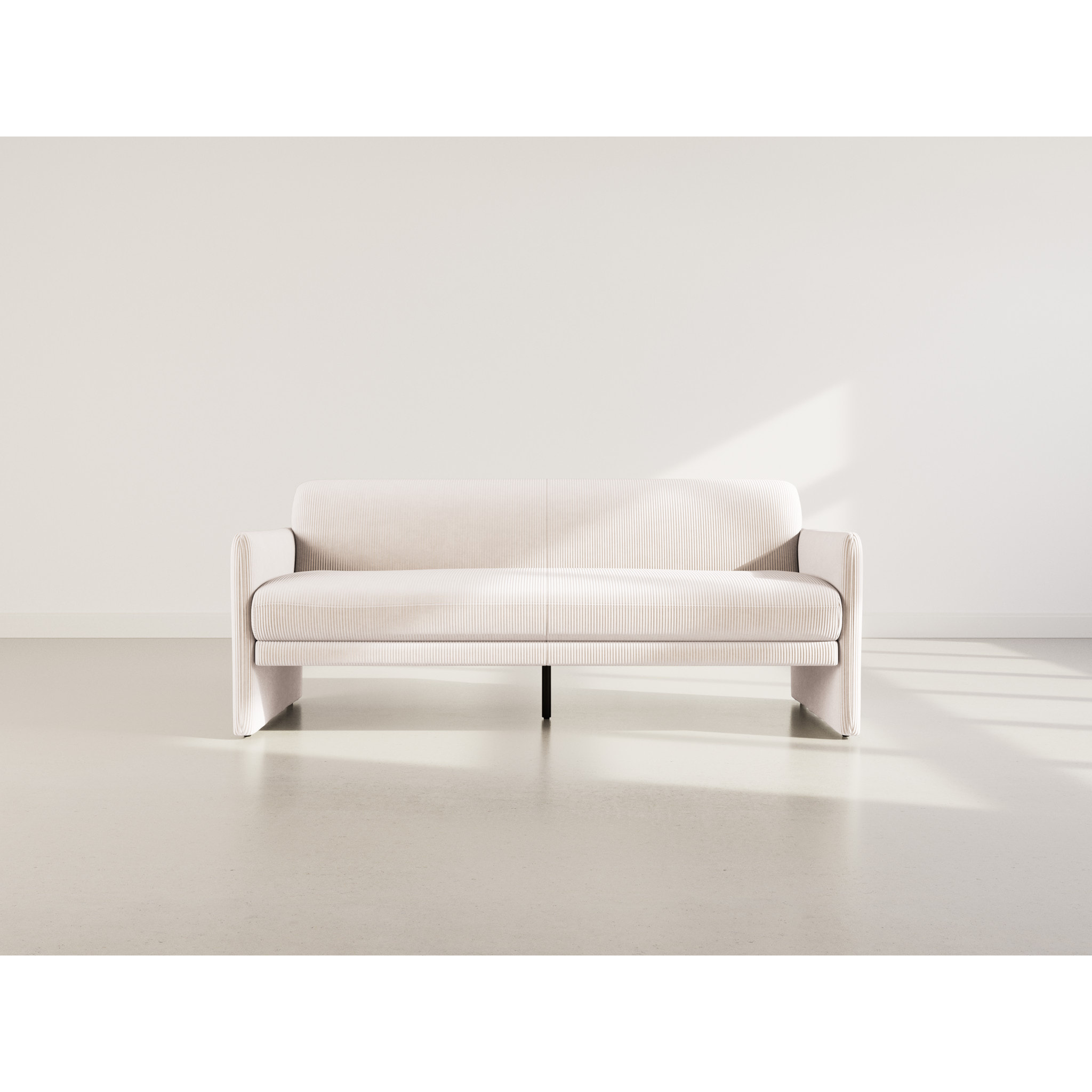 Mathis - Canapé convertible clic-clac 3 places en velours côtelé - Beige