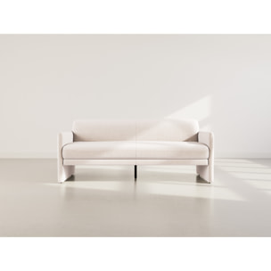 Mathis - Canapé convertible clic-clac 3 places en velours côtelé - Beige