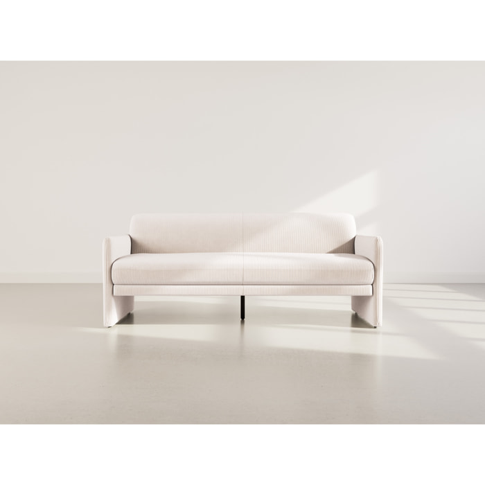 Mathis - Canapé convertible clic-clac 3 places en velours côtelé - Beige