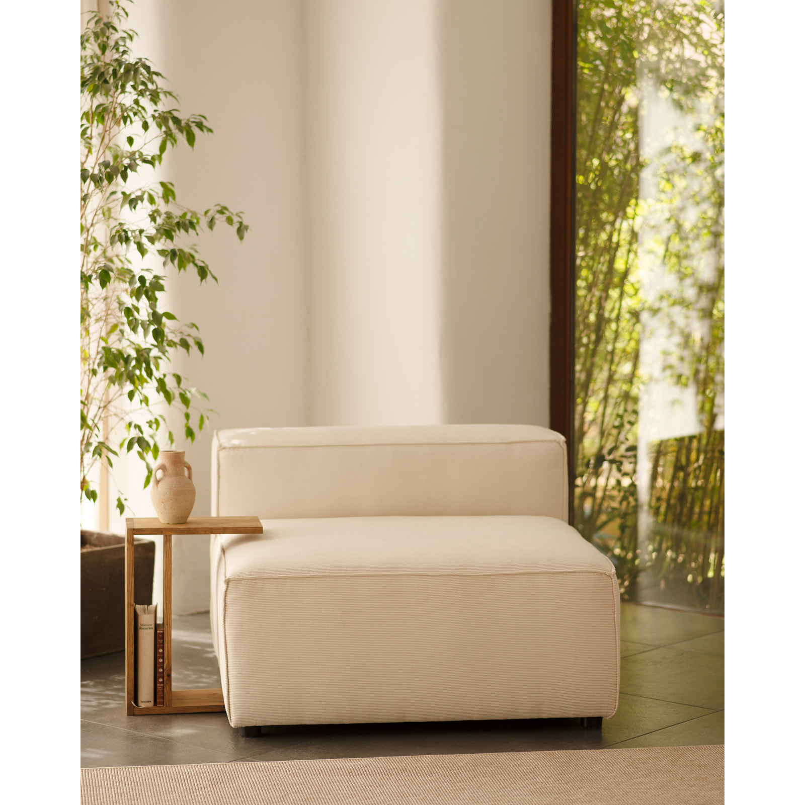 Fauteuil en velours côtelé couleur blanc de 110x90cm Hauteur: 70 Longueur: 110 Largeur: 90