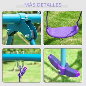 Juego de Columpios de Jardín de Metal con Altura Ajustable Columpios para Niños de +3 Años con Columpio Doble Balancín para Patio Terraza 280x140x176 cm Azul y Morado
