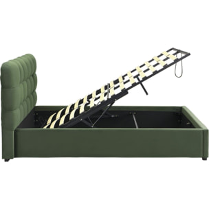 Lit coffre avec tête de lit en velours - LOLA