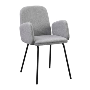 Sedie con braccioli grigio chiaro e gambe nere in metallo - Kendal