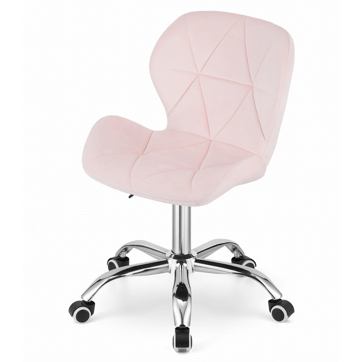 Sedia da ufficio girevole Avola in velluto rosa chiaro