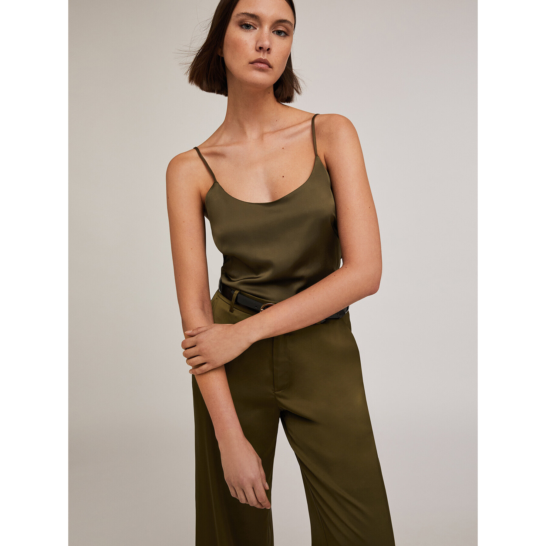 Motivi - Top lingerie in raso - Verde militare