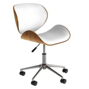 Chaise de bureau pivotante en cuir synthétique blanc 79-91cm - Baudoin