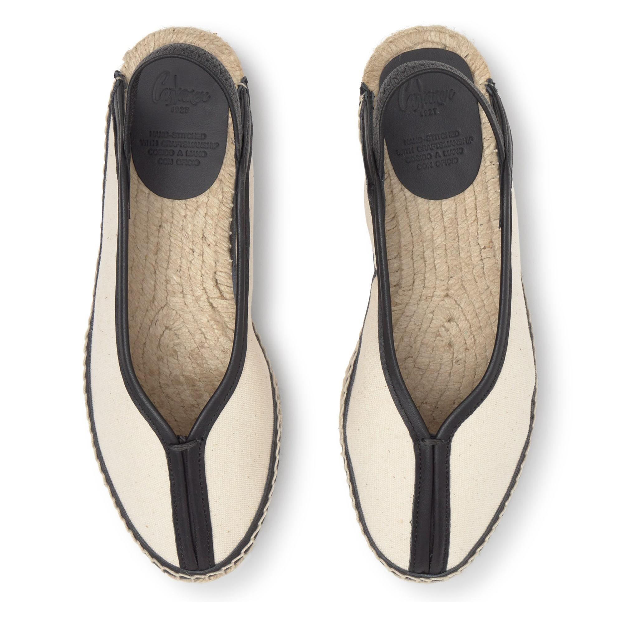 Alpargata plana Gio en algodón con ribete de cuero, tira elástica y mini cuña