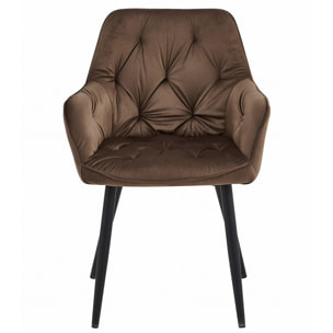Sedia Jork in velluto marrone con gambe in metallo nero