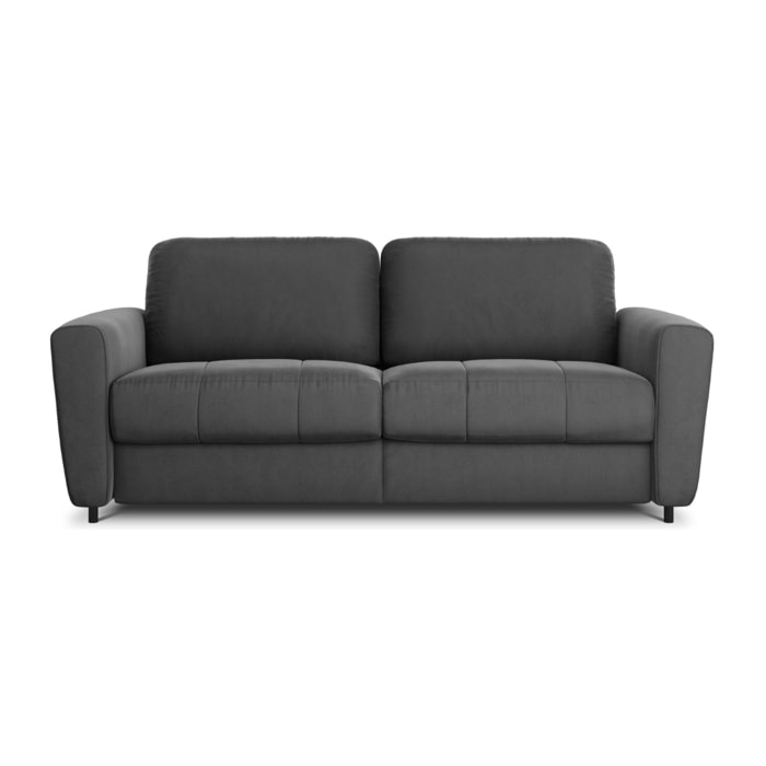 Canapé convertible "Audra" 4 places en velours gris foncé
