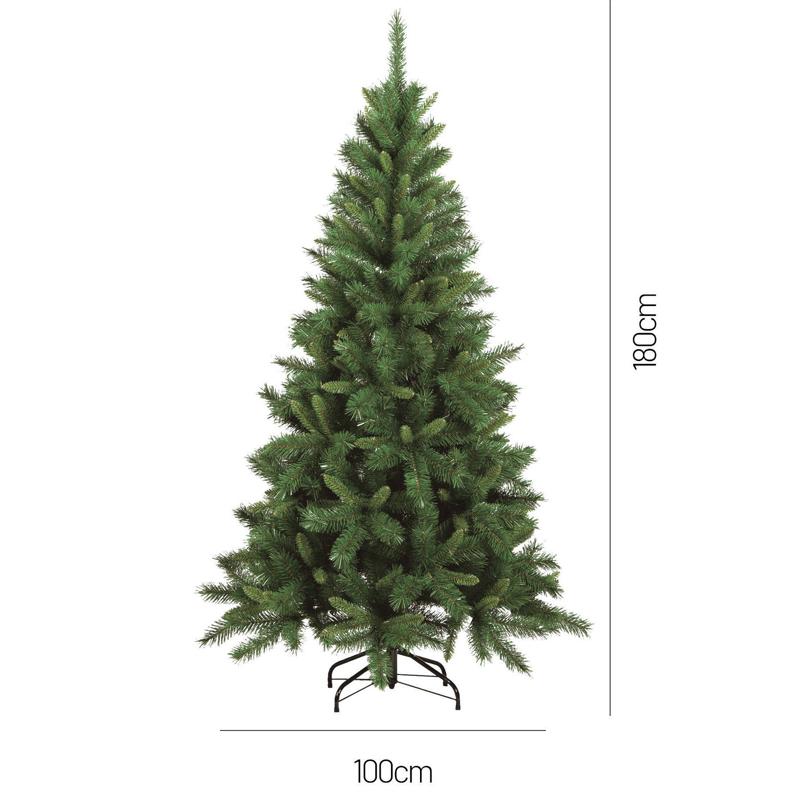 Albero di Natale 180 cm Sugarplum, Pino artificiale, Albero effetto reale, Alberello natalizio extra folto, 91x91 h180 cm, Verde