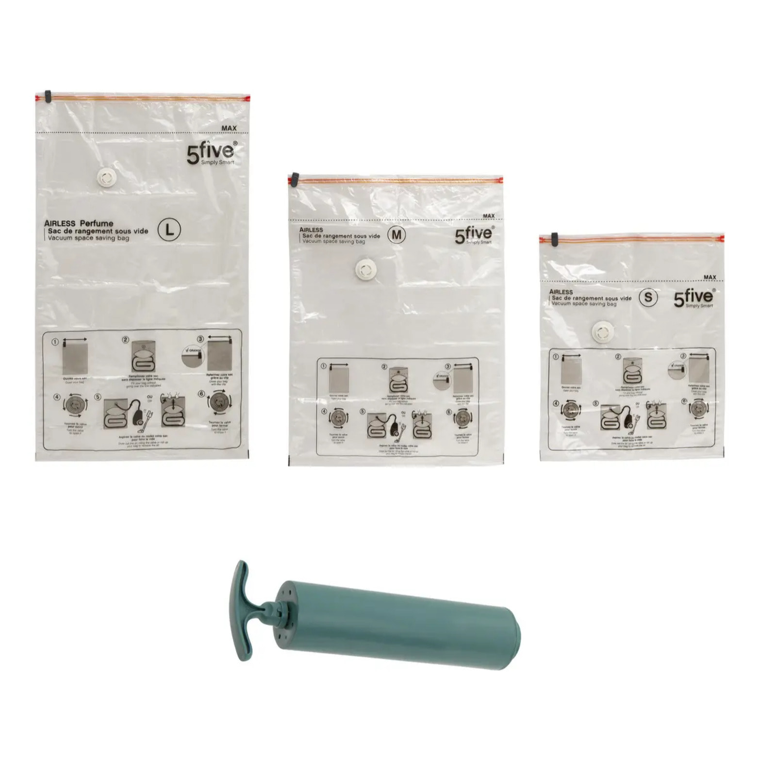 Sacs compresseurs Airless transparents avec pompe