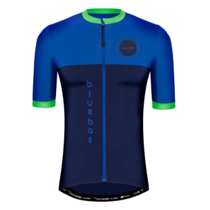 Camiseta ciclista hombre manga corta color azul/azul marino/verde