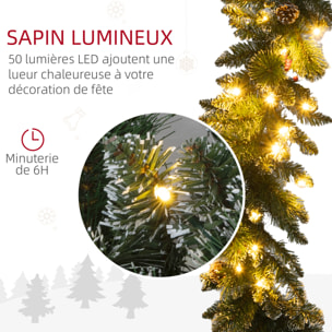 Guirlande de Noël artificielle LED 180 cm - pommes de pin, baies rouges, 50 LED blanc - vert