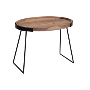 Tables basses gigognes bois massif et métal noir (lot de 2) ELAVO