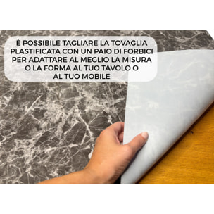 Tovaglia Antimacchia Plastificata Idrorepellente Rotolo Tasgliabile PVC Proteggi Tavolo Crystal Marmo D7 1,55mm