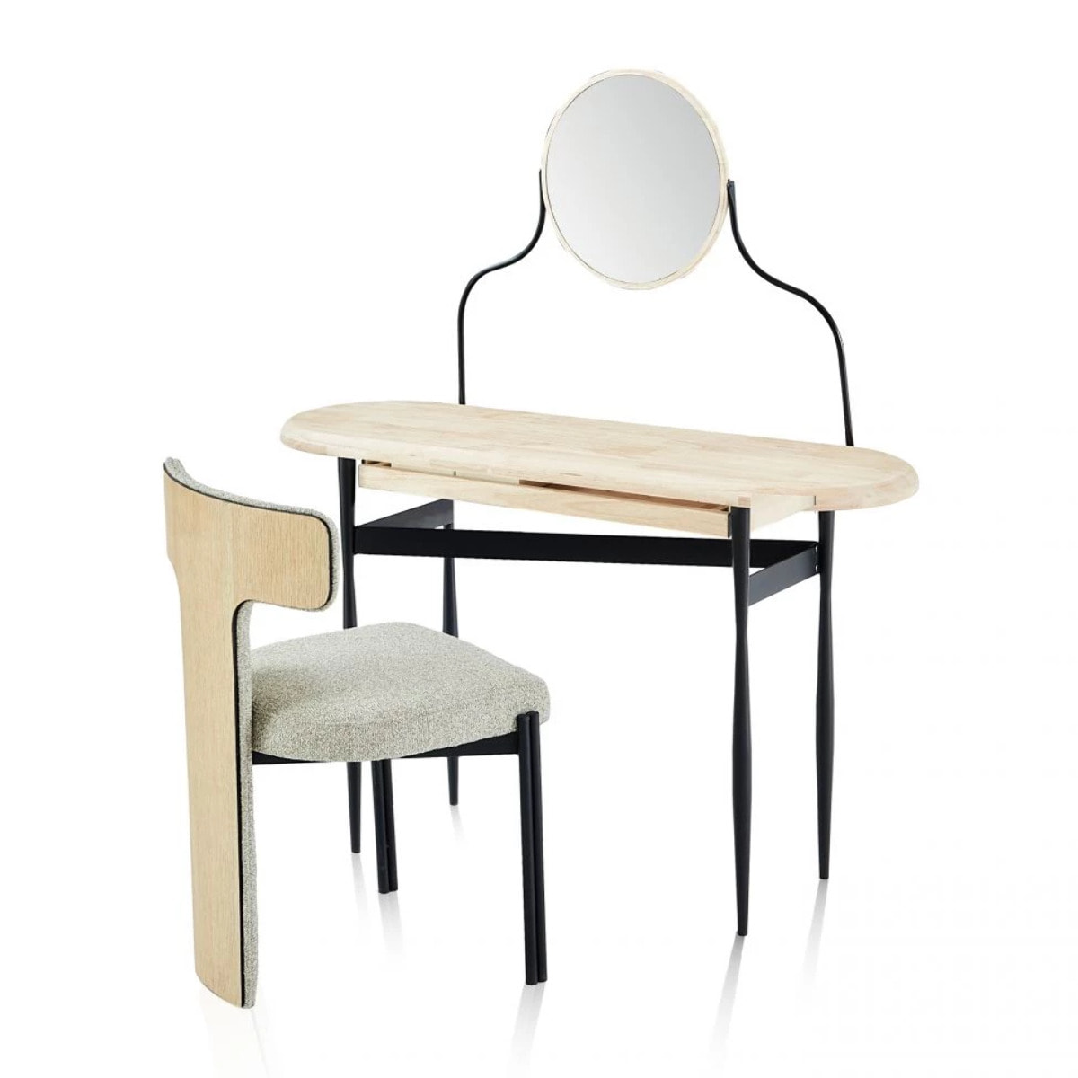 Tocador con espejo Padma Negro - Roble