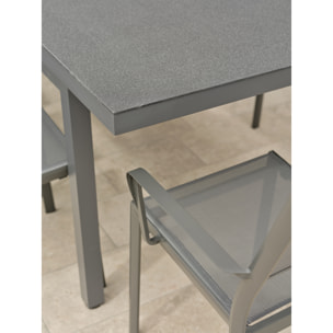 DANIA - Ensemble repas de jardin 8 places en aluminium gris anthracite