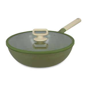 Sauteuse 28cm en fonte d'aluminium avec couvercle vert - tous feux ANNA