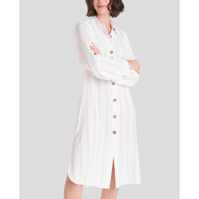 Vestido Blanco Abierto Botones