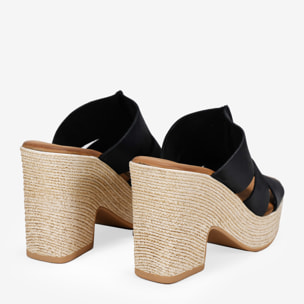 Sandalias de tacón negras en piel