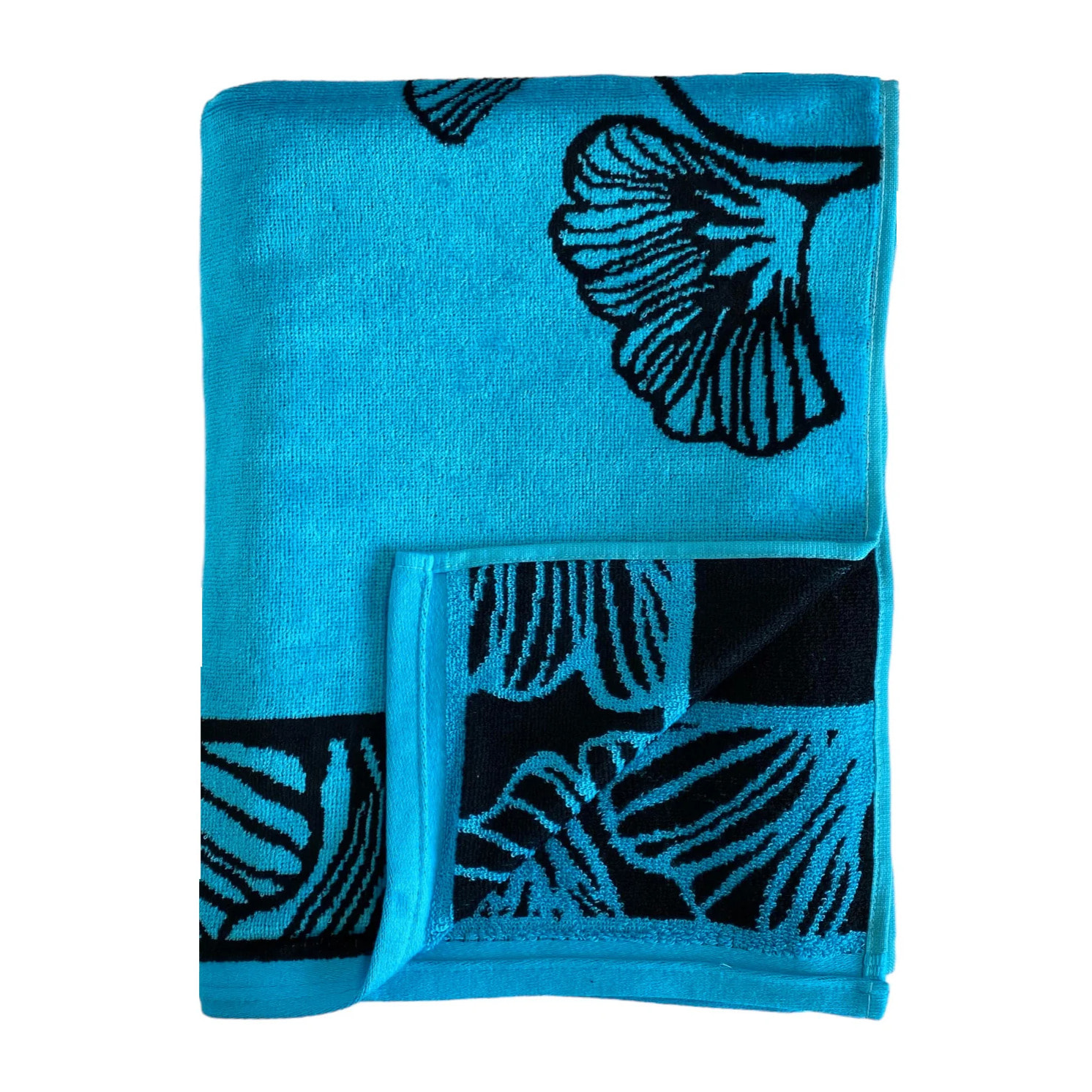 Serviette de plage éponge velours Jacquard Bleu 90x170 400g/m² - Bradford