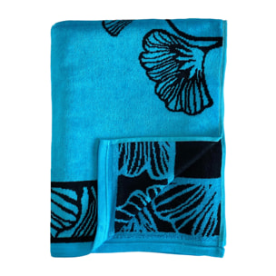 Serviette de plage éponge velours Jacquard Bleu 90x170 400g/m² - Bradford