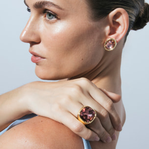 Anillo Ashan acabado oro amarillo 18k