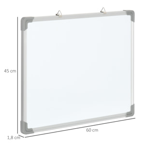 Tableau blanc aimanté magnétique dim. 60L x 45H cm nombreux accessoires inclus cadre aluminium