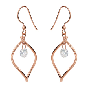 Orecchini Pendenti con Elementi a Rombo Ritorti e Punti Luce in Cubic Zirconia