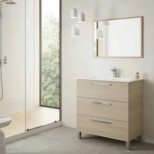 Mueble de baño Athena 80 3 cajones + espejo Roble