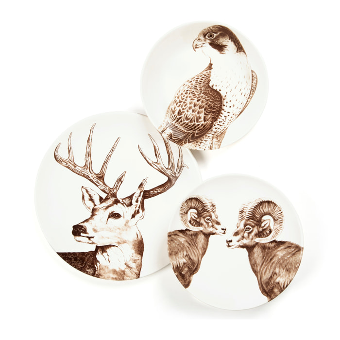 Set 3 Assiettes Excelsa – Faune & Flore, Céramique Multicolore