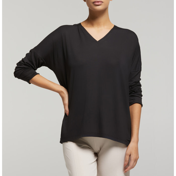 Maglia manica lunga in viscosa sostenibile vestibilità over