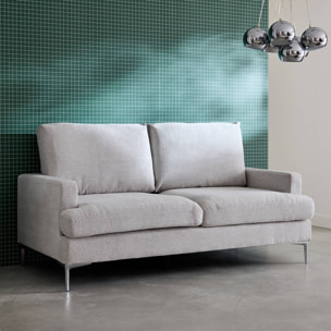 Canapé 3 places en tissu blanc cassé L 173 x P 90 x H 89cm - Hans