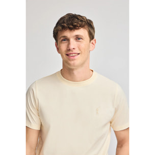 Camiseta color crudo de cuello redondo y Big Rigby Go engomado