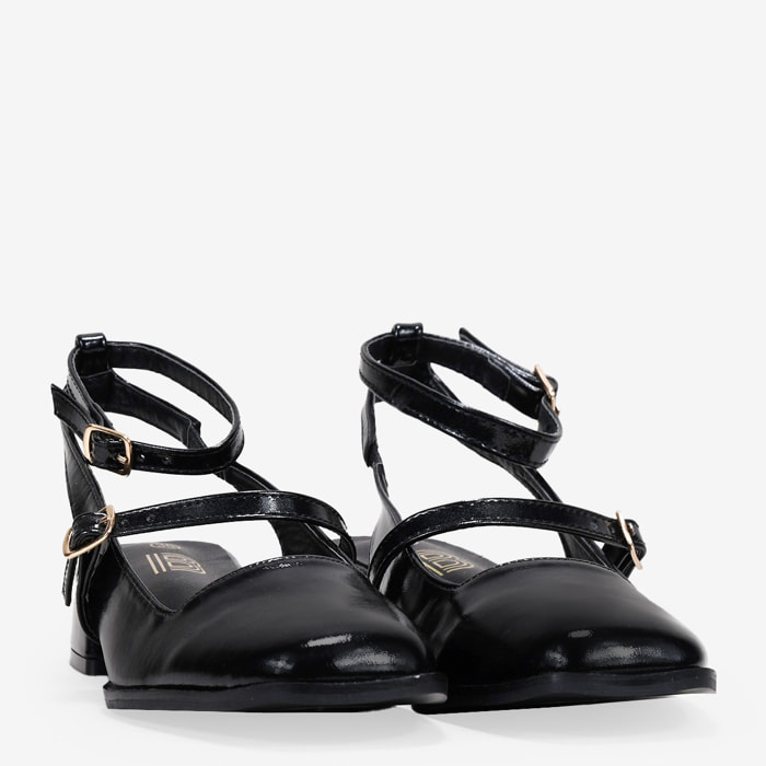 Zapatos Mary Jane destalonados negros con tacón