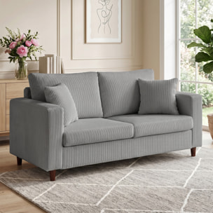 Sofá de 2 Plazas Tapizado en Pana, Sofá Moderno con Asiento Ancho y Profundo y Patas de Madera, Carga 240 kg para Dormitorio, Salón 170x80x82 cm, Gris Claro