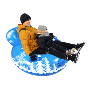 DAM Colchoneta híbrida redonda con respaldo y asas, para nieve y agua. 115cm. 115x115x66 Cm. Color: Azul