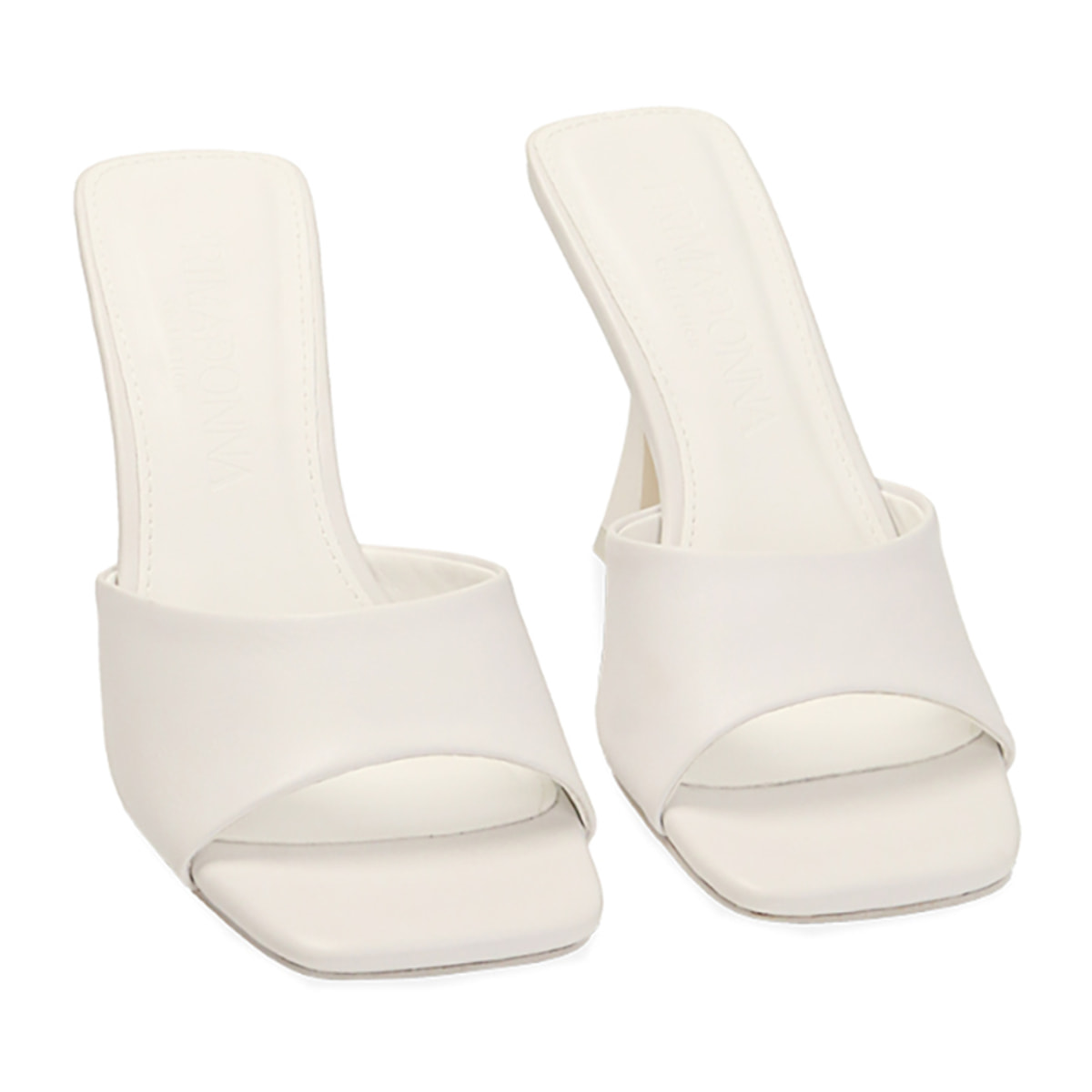 Mules blancos, tacón de 9,5 cm