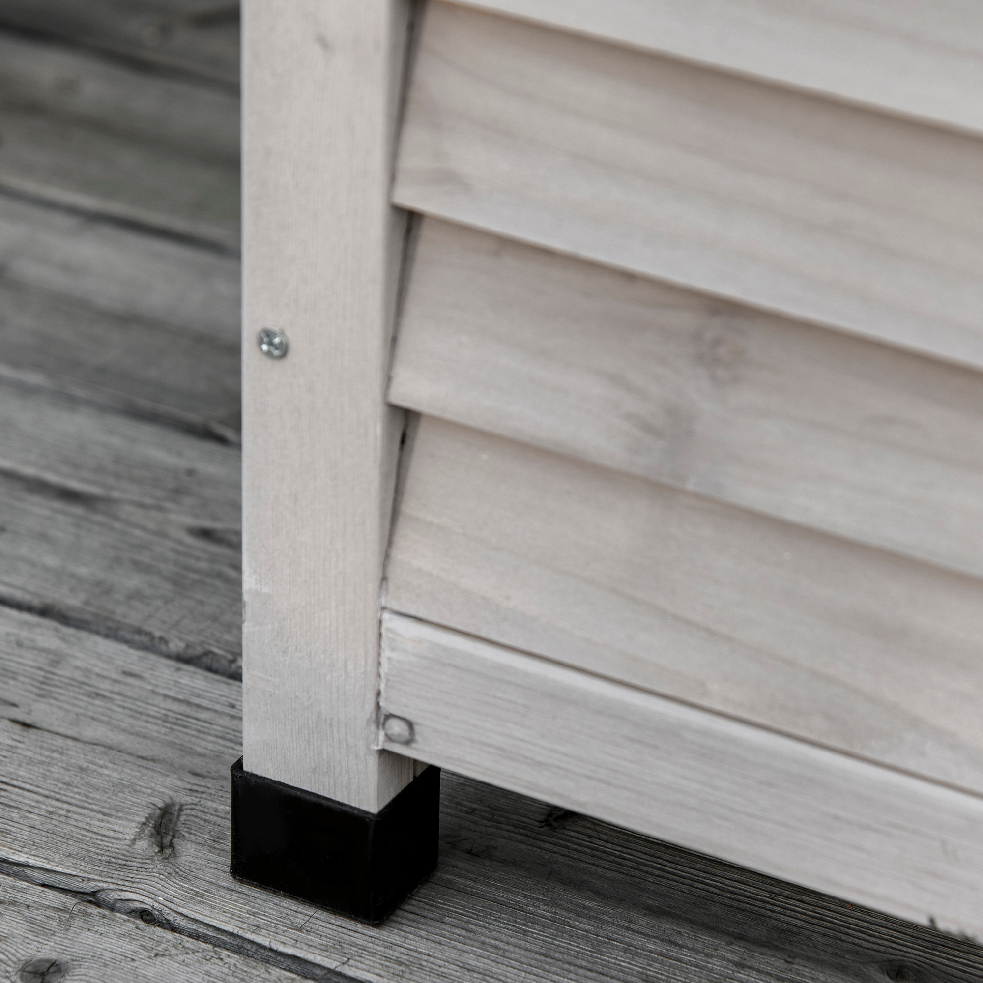 Baúl de Almacenaje Exterior 284L Arcón de Jardín de Madera Impermeable con Tapa Abrible y Diseño Persiana 127x56x60 cm Gris