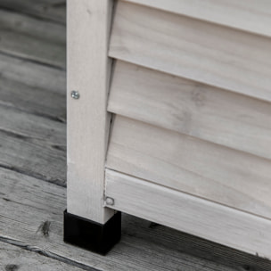 Baúl de Almacenaje Exterior 284L Arcón de Jardín de Madera Impermeable con Tapa Abrible y Diseño Persiana 127x56x60 cm Gris