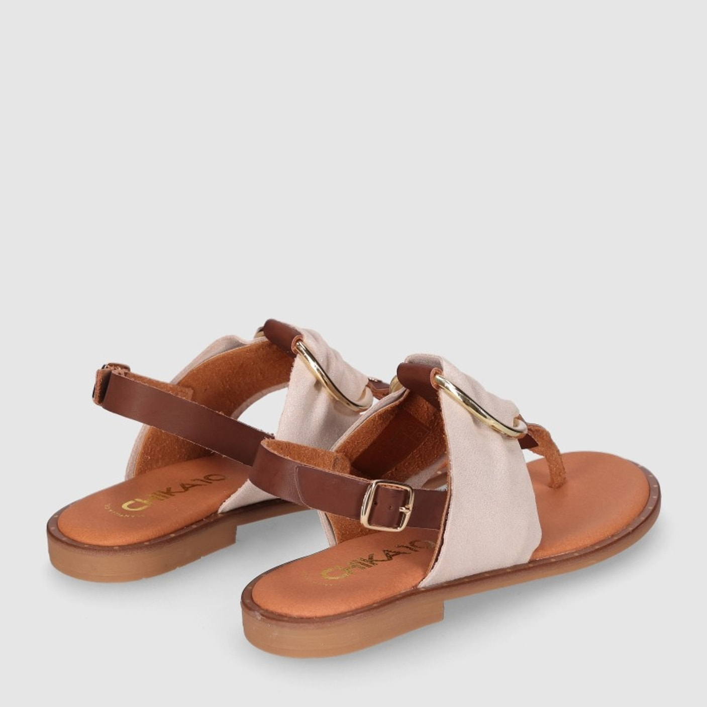 Sandalias de Serraje - Platino - Tacón: Bajo