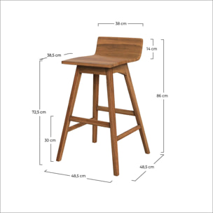 Chaise de bar en bois de teck 72,5 cm - Greta